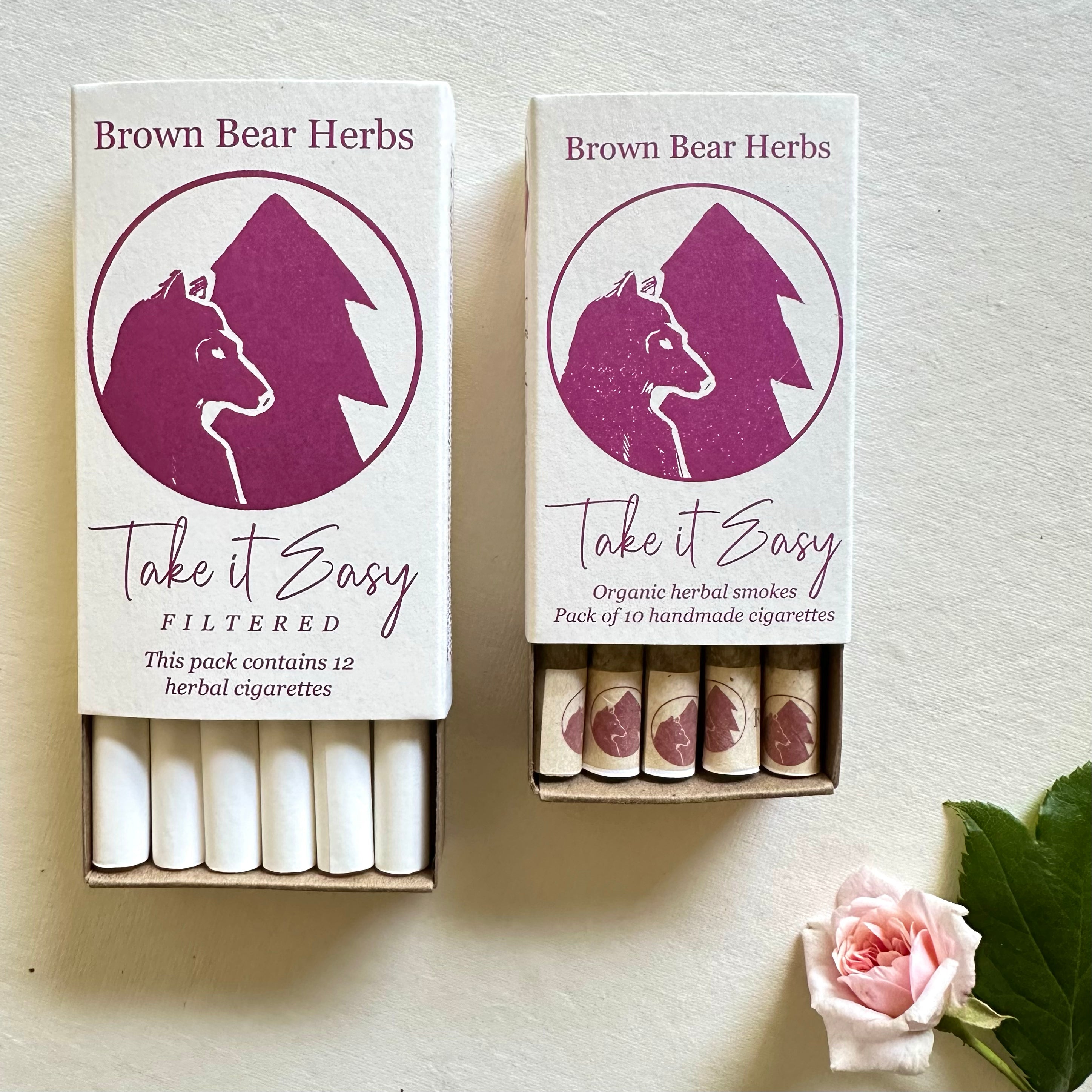 Take it Easy Herbal Cigarettes for Supporting Tobacco Cessation Brown Bear Herbs