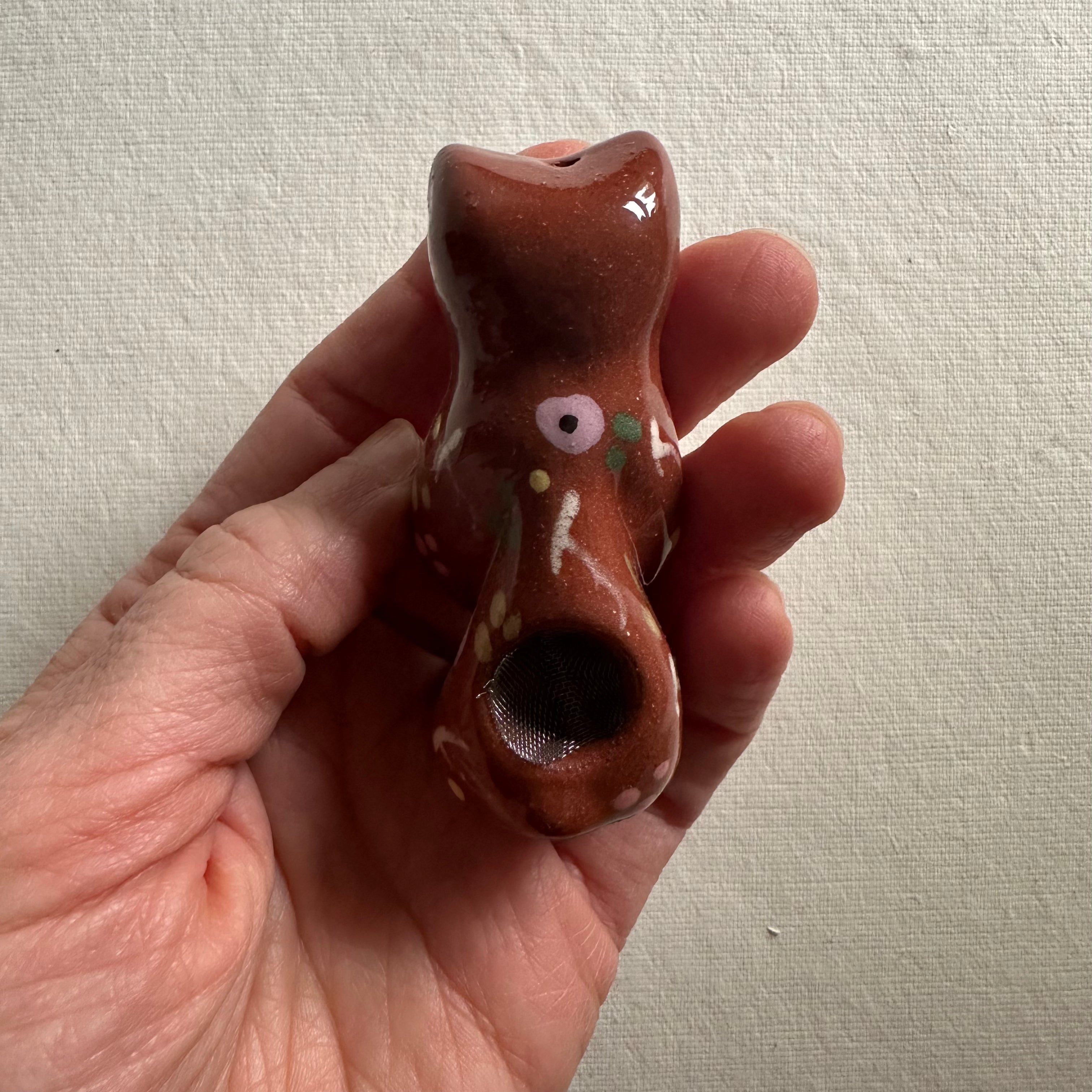 Ceramic Bear-Pipe for Herbs
